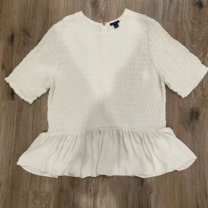 Ann Taylor White Peplum Blouse